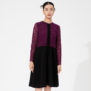 MeierMei商場(chǎng)同款2025夏季新款黑色假兩件連衣裙女氣質(zhì)優(yōu)雅長(cháng)袖裙子 深紫色 H3C M (36)