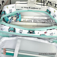 初音未來(lái)miku動(dòng)漫9層大容量筆袋女上學(xué)專(zhuān)用ins可視痛包翻蓋多層學(xué)生文具整理收納袋 初音未來(lái)痛包筆袋+隨機一個(gè)吧唧