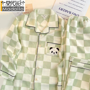 莫代爾卡通蠟筆小新情侶睡衣秋冬空氣棉加厚可愛(ài)套裝韓國夾棉男女家居服 【加厚空氣棉】熊貓 男款-2XL碼