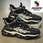 西域駱駝（VANCAMEL）男鞋2025新款加絨保暖棉鞋增高老爹鞋 黑色-四季款 41