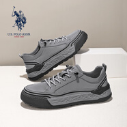 美國(guó)馬球協(xié)會(huì)（U.S.POLO ASSN.）休閑男鞋帆布鞋男2025夏季新款休閑鞋透氣輕便低幫百搭高端鞋子男 灰色 40 -