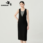 哥弟（GIRDEAR）女裝2025春季新款疊穿造型兩件套無袖背心連衣裙150031 黑灰 S (2碼)