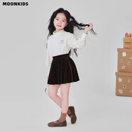 moonkids女童高級感春秋裙子2025新款兒童洋氣絲絨半身裙大童秋季黑色短裙 19590米色打底衫+4500棕絲絨短裙 120 cm