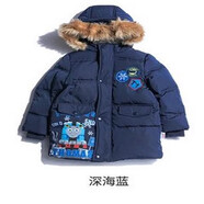 反季冬季托馬斯童裝加厚男孩白鴨絨中長(zhǎng)款兒童棉服羽絨 深海藍(lán) 100 碼