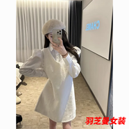 顧夕岑溫柔小香風(fēng)背心連衣裙女春季設計感珍珠點(diǎn)綴氣質(zhì)高腰顯瘦毛呢短裙 白色背心裙 L