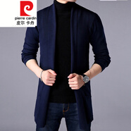 皮爾卡丹（pierre cardin）春秋季韓版chic港風(fēng)針織開(kāi)衫男士帥氣中長(cháng)款毛衣外套男裝線(xiàn)衫 藏青色 2XL