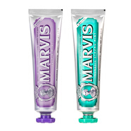 MARVIS瑪爾仕亮白去漬輕奢薄荷牙膏85ml*2支裝 清新去漬美 瑪爾斯 紫色+綠色