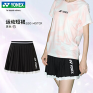 YONEX尤尼克斯網(wǎng)羽短裙女速干透氣yy百褶裙運(yùn)動(dòng)半身裙羽毛球服 220145 黑色 XL
