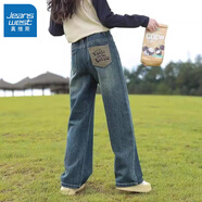 真維斯女童牛仔褲春秋2025新款兒童春裝大童薄款長褲初中生女孩直筒褲子 TAN牛仔褲 160