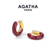 AGATHA/璦嘉莎 法式里奧琺瑯耳環(huán)女士 生日禮物送女友閨蜜高級感耳飾 【明星同款】酒紅色