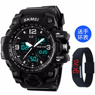 時(shí)刻美（skmei）電子表電子手表男士防水戶外運(yùn)動(dòng)學(xué)生女夜光雙顯表機(jī)械特種多功能 1155黑色【建議15歲以上】