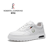 諾貝達（ROBERTA DI CAMERINO）2025春夏新款休閑百搭小白鞋男士真皮防滑厚底氣墊簡(jiǎn)約風(fēng)低幫板鞋 白色 DDE89057P 41 （歐美尺碼 偏大一碼）