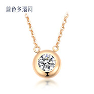 藍(lán)色多瑙河 18K金泡泡系列可調(diào)節(jié)長度簡約鉆石吊墜項(xiàng)鏈套鏈 圓點(diǎn) 黃18K金20分鉆石