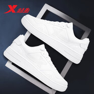 特步男鞋板鞋男2025年秋冬新款皮面小白鞋休閑鞋輕便徒步運動(dòng)鞋子男 白色-0065 40