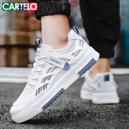 卡帝樂(lè )鱷魚(yú)（CARTELO）鞋子男鞋夏季2025爆款飛織網(wǎng)面休閑鞋男透氣低幫板鞋 白藍 39碼