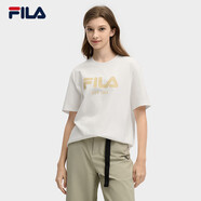 FILA斐樂(lè )官方T恤情侶款短袖衫2025春季新款休閑簡(jiǎn)約純棉T恤男女 遠山黃-YE L L （175/96A）