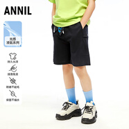 安奈兒（Annil）童裝男童針織中褲2025夏新款休閑純棉潮流時尚寬松五分褲子 黑色 160