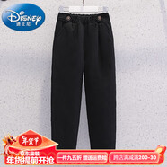 迪士尼（Disney）女童加絨褲子秋冬款兒童一體絨休閑褲冬季洋氣女孩燈芯絨小腳靴褲 黑色 110 cm