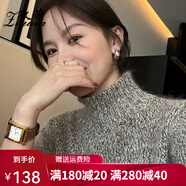 孜茜2025春季新款毛衣女半高領(lǐng)短袖潮款毛衣寬松打底羊毛針織衫 淺灰色 L