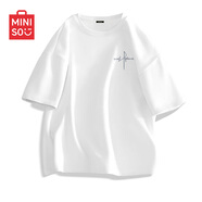 名創(chuàng)優(yōu)品（MINISO）短袖t恤男夏季純棉潮流寬松男生簡(jiǎn)約高級(jí)感正肩體恤 白 XL