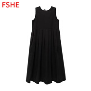 FSHE日系背帶連衣裙女兩春夏季韓版白色短袖襯衫裙子ins超仙學(xué)生 黑色背帶裙 單件 L 建議110~120斤