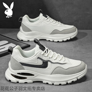 花花公子2025年冬季新款男鞋輕便簡約百搭潮流時尚男士運動休閑鞋跑步鞋 白色PL2459295 39