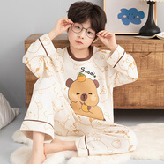 男童睡衣春秋款2025新款卡皮巴拉純棉大兒童家居服男孩青少年秋季 【長(cháng)袖純棉】LDE55024卡皮巴拉 150 【S碼】145-155CM 68-85斤