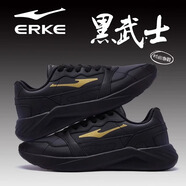 鴻星爾克（ERKE）男鞋跑步鞋2025年春夏季低幫板鞋新款厚底透氣潮運動鞋休閑鞋革面 正黑/國王金 39