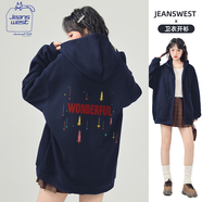 JEANSWEST CLUB真維斯連帽開衫衛(wèi)衣女拉鏈外套2025年新款春秋季百搭潮牌休閑帽衫