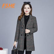 FSHE媽媽秋裝新款外套氣質(zhì)高貴中長(cháng)款上衣40歲中老年女裝春秋格子風(fēng)衣 灰色_單款 2XL(110-125)