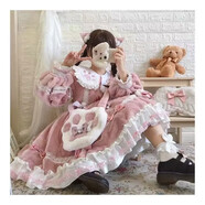 唐努烏（Tang Nu wu）洛麗塔甜美可愛(ài)公主Lolita少女蝴蝶結lo正連衣裙 粉色 M