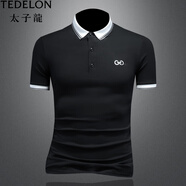 太子龍（TEDELON）短袖T恤男士2024夏季新款商務(wù)翻領(lǐng)Polo.衫休閑爸爸男裝 黑色 M