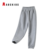 ABC KIDSAbckids兒童長褲春秋款簡(jiǎn)約純色百搭柔軟舒適束腳長褲男女同款 灰色 150