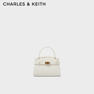 CHARLES&KEITH金屬扣帶凱莉包婚包手提單肩包包女包生日禮物CK2-50270880 Cream奶白色 S