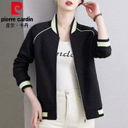 皮爾卡丹（pierre cardin）棒球針織開(kāi)衫小外套女士短款春秋季2025年新款時(shí)尚小香風(fēng)夾克上衣 黑色 M