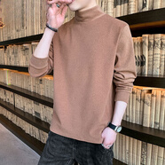 花花公子（PLAYBOY）衛(wèi)衣男士德絨半高領(lǐng)保暖長袖T恤男打底衫秋冬季潮流上衣寬松 咖啡 XL