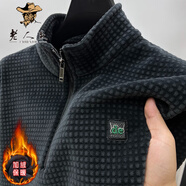 老人頭（LRT）半拉鏈加絨加厚毛衣男冬季保暖休閑t恤男立領(lǐng)針織打底衫衛衣外套 DNA78深灰 M 165