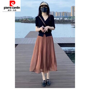 皮爾卡丹紗裙女半身裙2025春夏新款百褶傘裙大碼中長(zhǎng)款超仙女琉璃網(wǎng)紗長(zhǎng)裙 咖啡色 XL