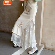 婍妡旗袍內(nèi)搭蕾絲襯裙百搭淑女打底蕾絲松緊復(fù)古旗袍搭配中長款半身裙 白色襯裙 常規(guī) 均碼 (松緊腰88-130斤穿)