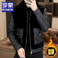 羅蒙（ROMON）冬季仿皮草外套一體大衣加棉加厚仿金貂絨夾克冬裝標準款風衣 黑色 XL