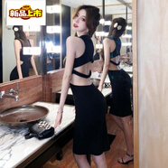 初徑御姐風(fēng)名媛氣質(zhì)純欲風(fēng)辣妹小眾設計感露腰包臀連衣裙2026夏季新款 黑色 S