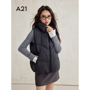 A21女裝無(wú)袖立領(lǐng)羽絨服冬季新款韓版設(shè)計(jì)感厚羽絨背心外套 黑色 M