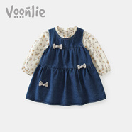 凡獵女童連衣裙秋裝兒童公主裙小女孩洋氣時(shí)髦寶寶牛仔背心裙套裝春秋