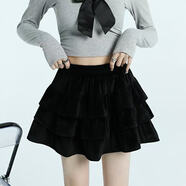 盛昭達超短裙無(wú)內襯蕾絲蓬蓬半身裙女夏季高腰顯瘦粉色蛋糕裙a字短裙子 黑色 松緊【有內襯】 XL 【建議115-125斤】