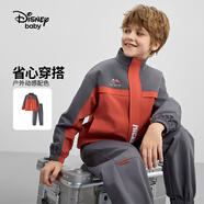 迪士尼（DISNEY）男童梭織前開(kāi)長(cháng)袖套裝兒童中大童運動(dòng)兩件套25春DB431TE20灰160