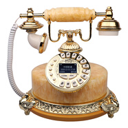 金順迪富貴和平 歐式時(shí)尚復(fù)古電話機(jī)美式玉石仿古電話座機(jī)老式家用辦公電話 金黃色按鍵款(插全網(wǎng)通卡)