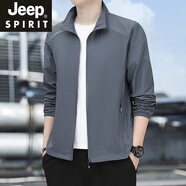 JEEP SPIRIT冰絲防曬衣男2025新款夏季戶外釣魚(yú)服速干透氣防水外套男新品 A9深灰 (小米皺工藝） 2XL 【建議135-150斤】