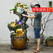 緣泉家新中式陽臺流水噴泉田園風(fēng)假山擺件落地客廳花園庭院水景觀養(yǎng)魚池 1918小號：35*30*96cm