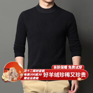 AMNCK羊絨衫男100%山羊絨半高領(lǐng)純色休閑加厚保暖中年針織衫 黑色 175/L (建議140斤-155斤)