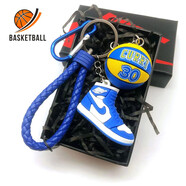 NBA球星原創(chuàng)籃球AJ球鞋創(chuàng)意鑰匙扣科比庫(kù)里詹姆斯背包掛件禮物喬 庫(kù)里球+藍(lán)鞋+鎢鋼繩禮盒